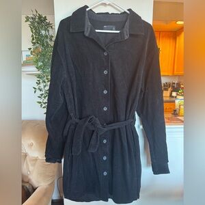 ASOS Black Corduroy Button-Up Dress